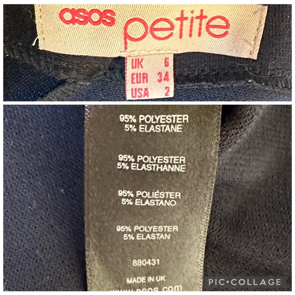 ASOS Petite Womens Dress Navy Blue Knit Short Sleeve Skater Criss Cross Back 2P - Picture 16 of 16